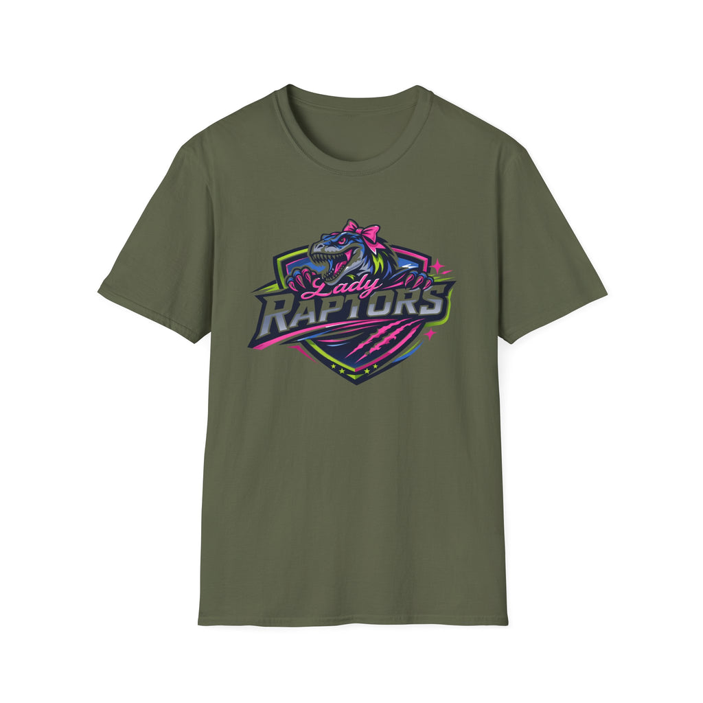 LADY Raptors Mascot T‑Shirt — Bold Neon Sports Logo Tee