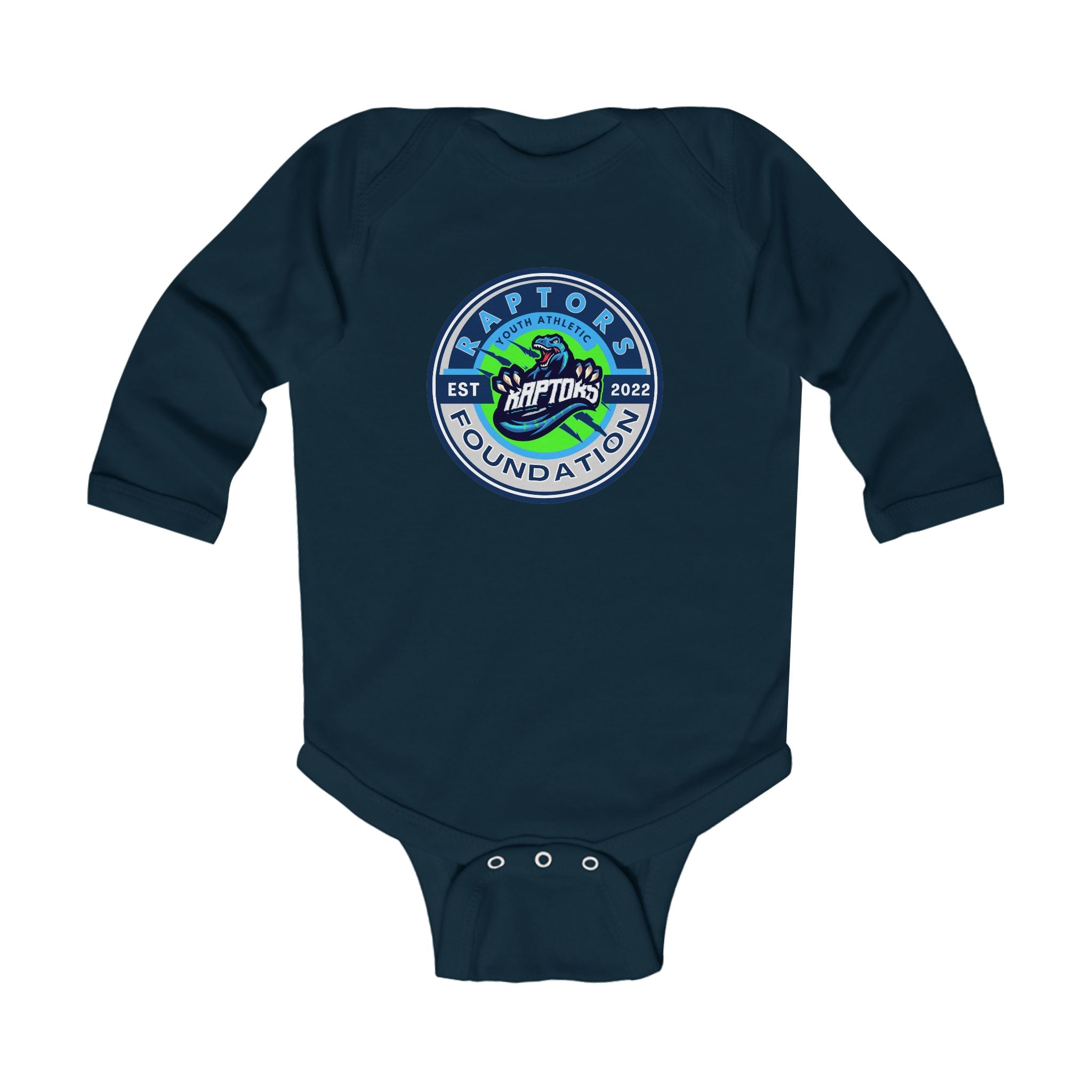 Infant Bodysuit — 'Raptors Foundation' Patch Graphic Long-Sleeve Baby Onesie