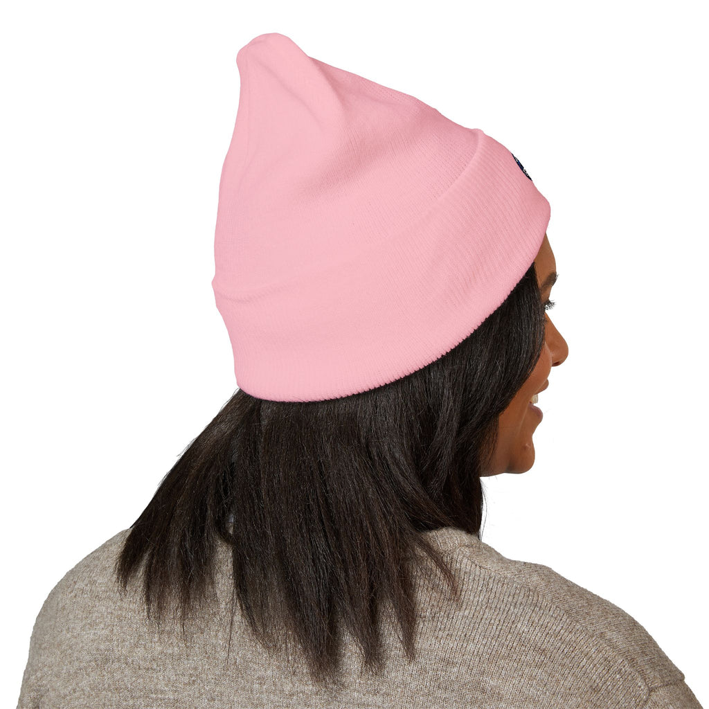 Embroidered Earth Cuffed Beanie — Eco Globe Patch Winter Hat