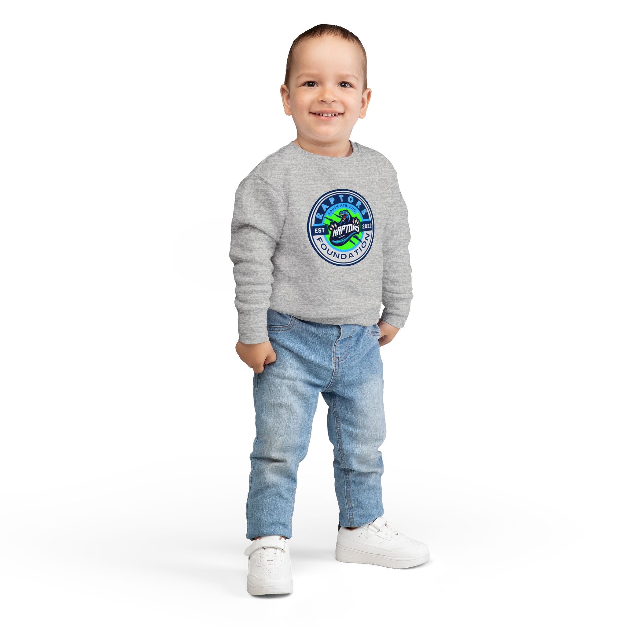 Raptors Foundation Toddler Sweatshirt — Kids' Crewneck with Green Dino Logo