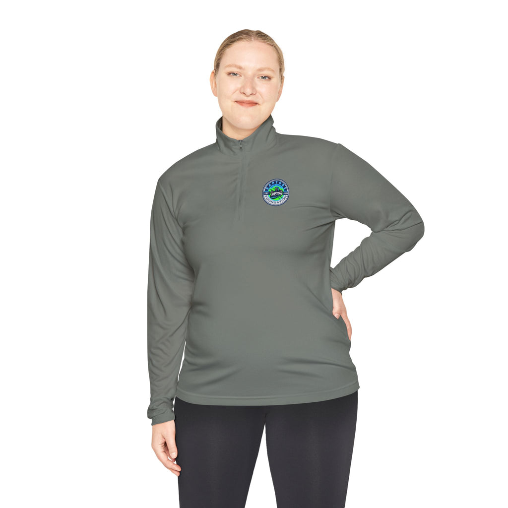 Quarter-Zip Pullover with Coastal Wave Emblem - Lightweight Outdoor Pullover