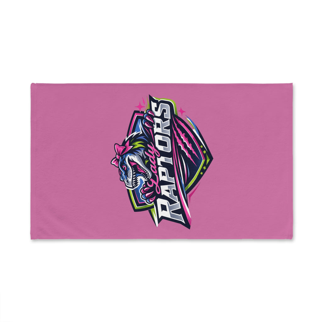 Lady Raptors Pink Hand Towel – Sporty Dinosaur Logo, Team Spirit Gift