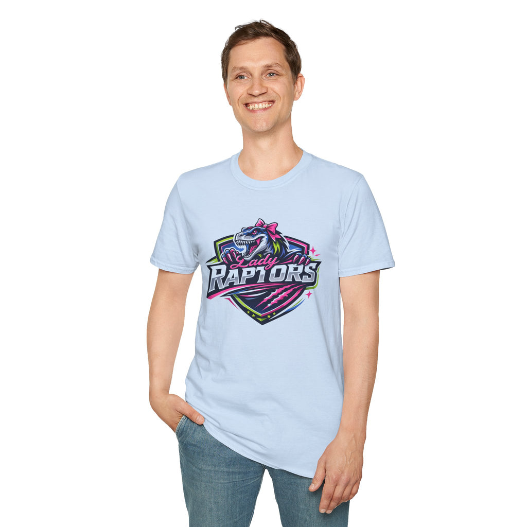 LADY Raptors Mascot T‑Shirt — Bold Neon Sports Logo Tee