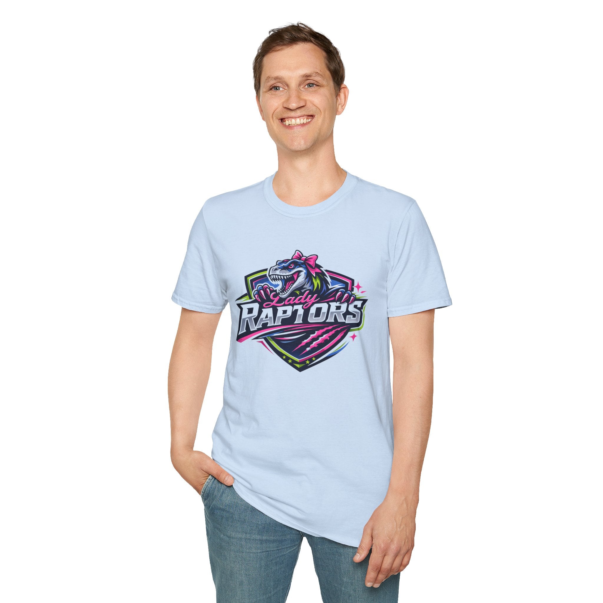 LADY Raptors Mascot T‑Shirt — Bold Neon Sports Logo Tee