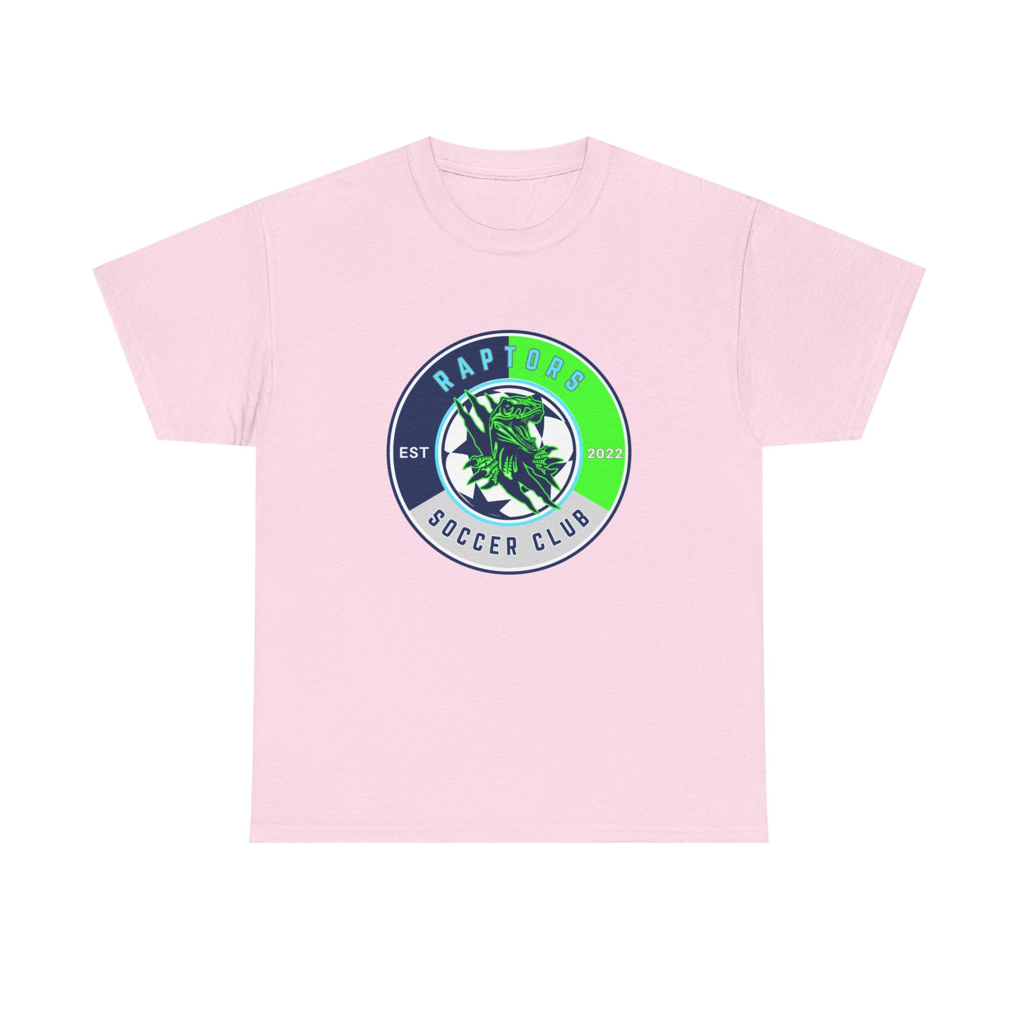 Raptors Soccer Club Logo Tee — Est. 2027 Neon Green & Blue
