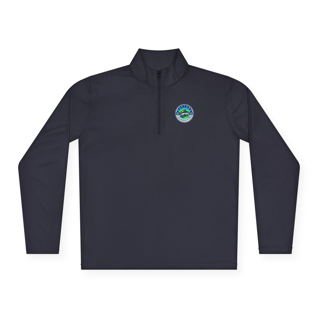 Quarter-Zip Pullover with Coastal Wave Emblem - Lightweight Outdoor Pullover