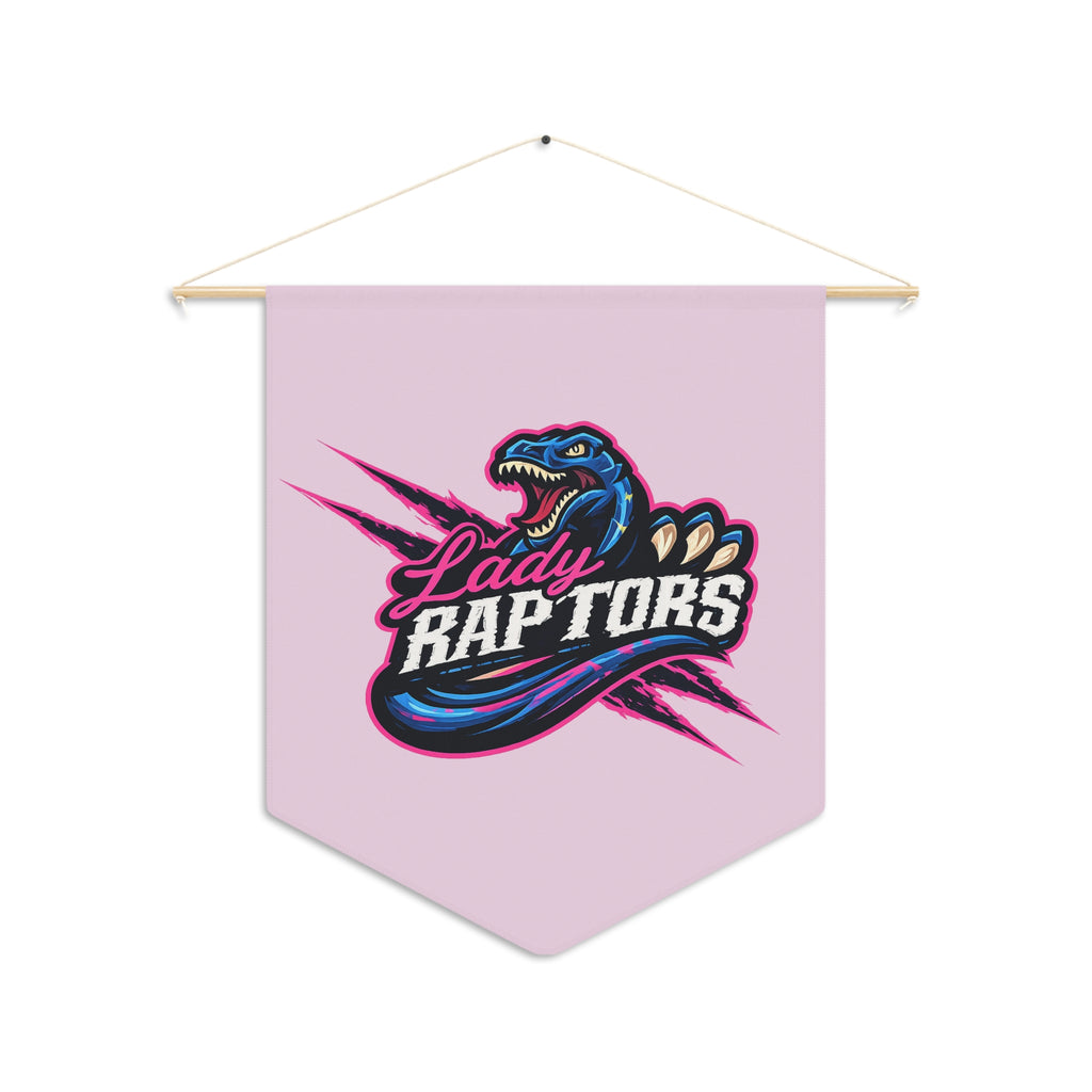 Lady Raptors Pink Team Pennant Banner — Dino Sports Wall Decor