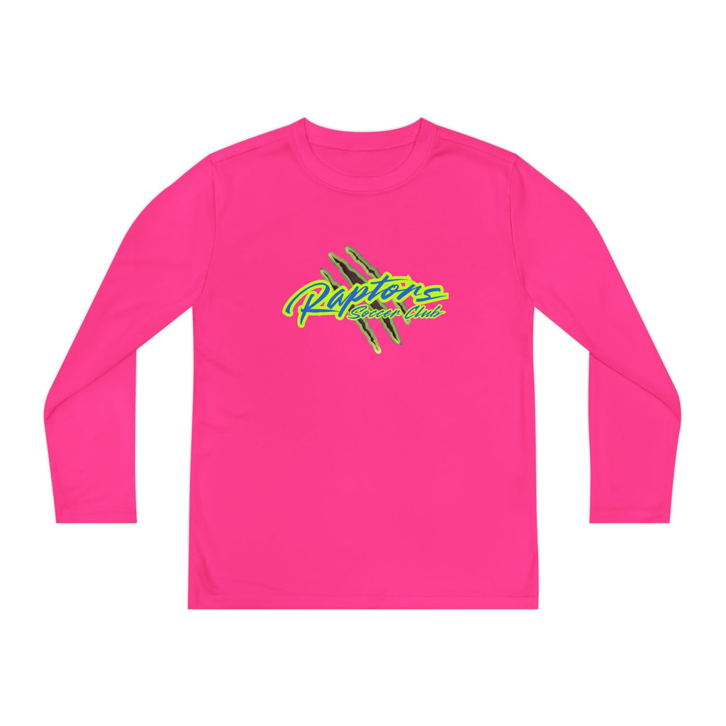 Youth Long Sleeve Tee - "Raptors Club" Neon Script with Claw Marks