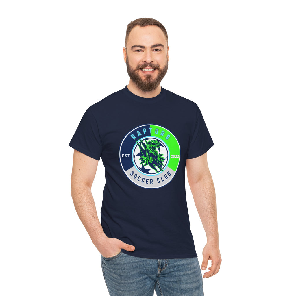 Raptors Soccer Club Logo Tee — Est. 2027 Neon Green & Blue