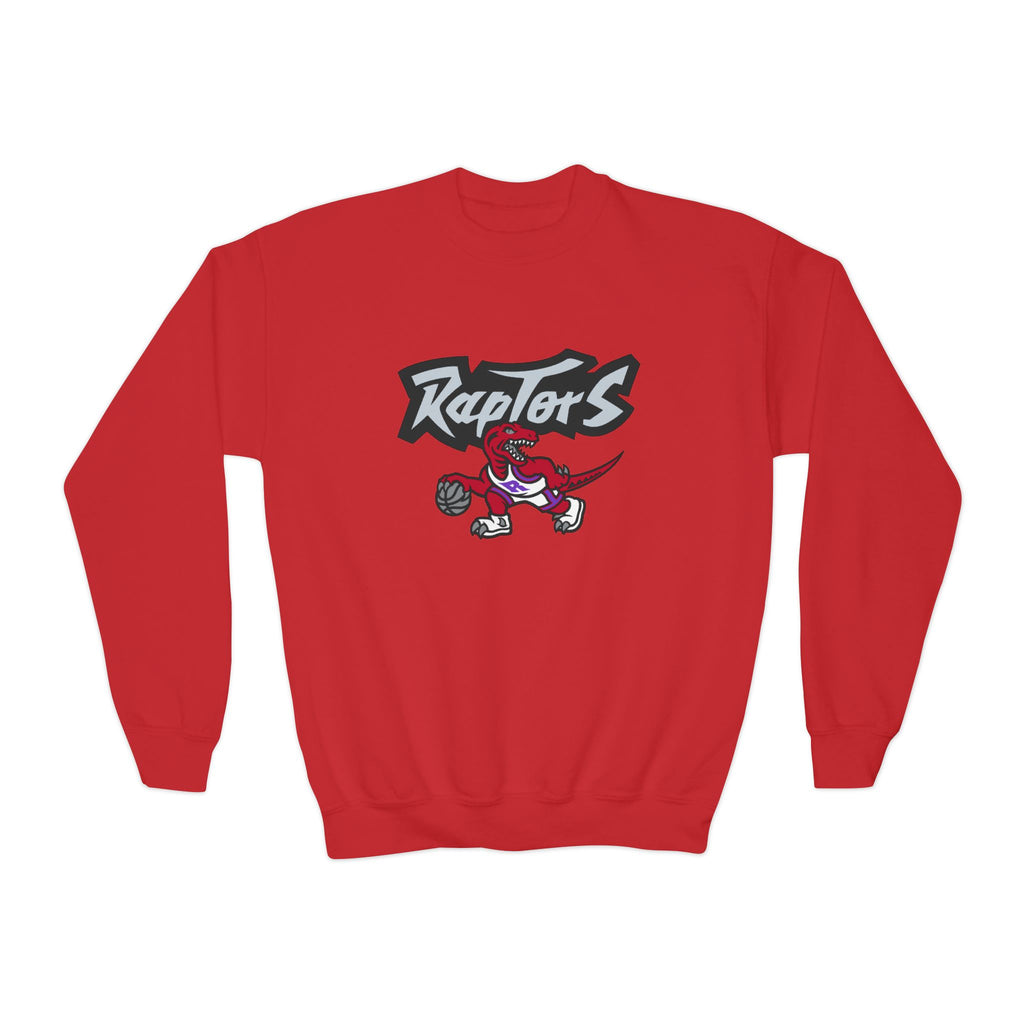 Raptors Youth Crewneck Sweatshirt — Kids Basketball Team Logo Pullover