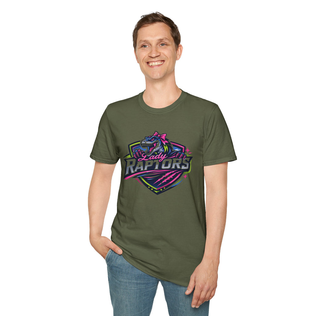 LADY Raptors Mascot T‑Shirt — Bold Neon Sports Logo Tee