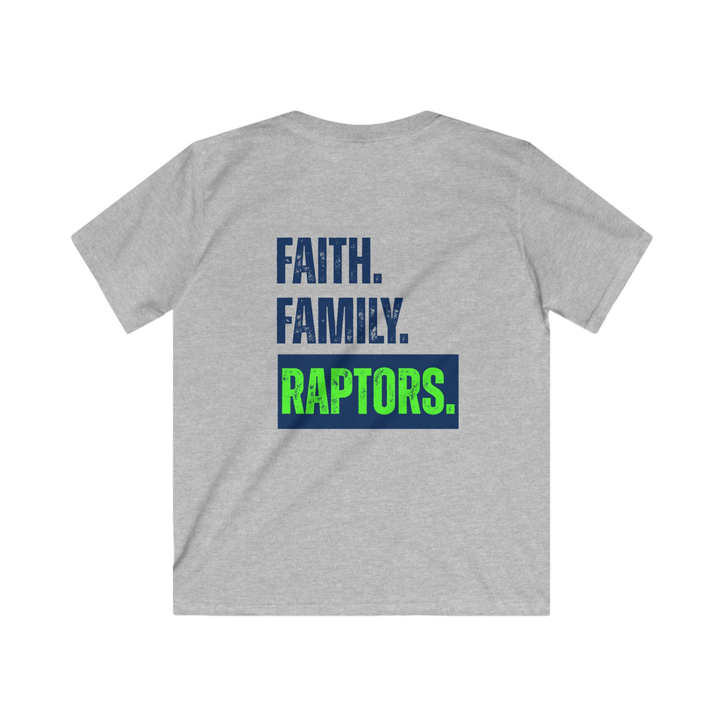 Kids T-Shirt — "Faith. Family. Raptors." Youth Team Spirit Tee