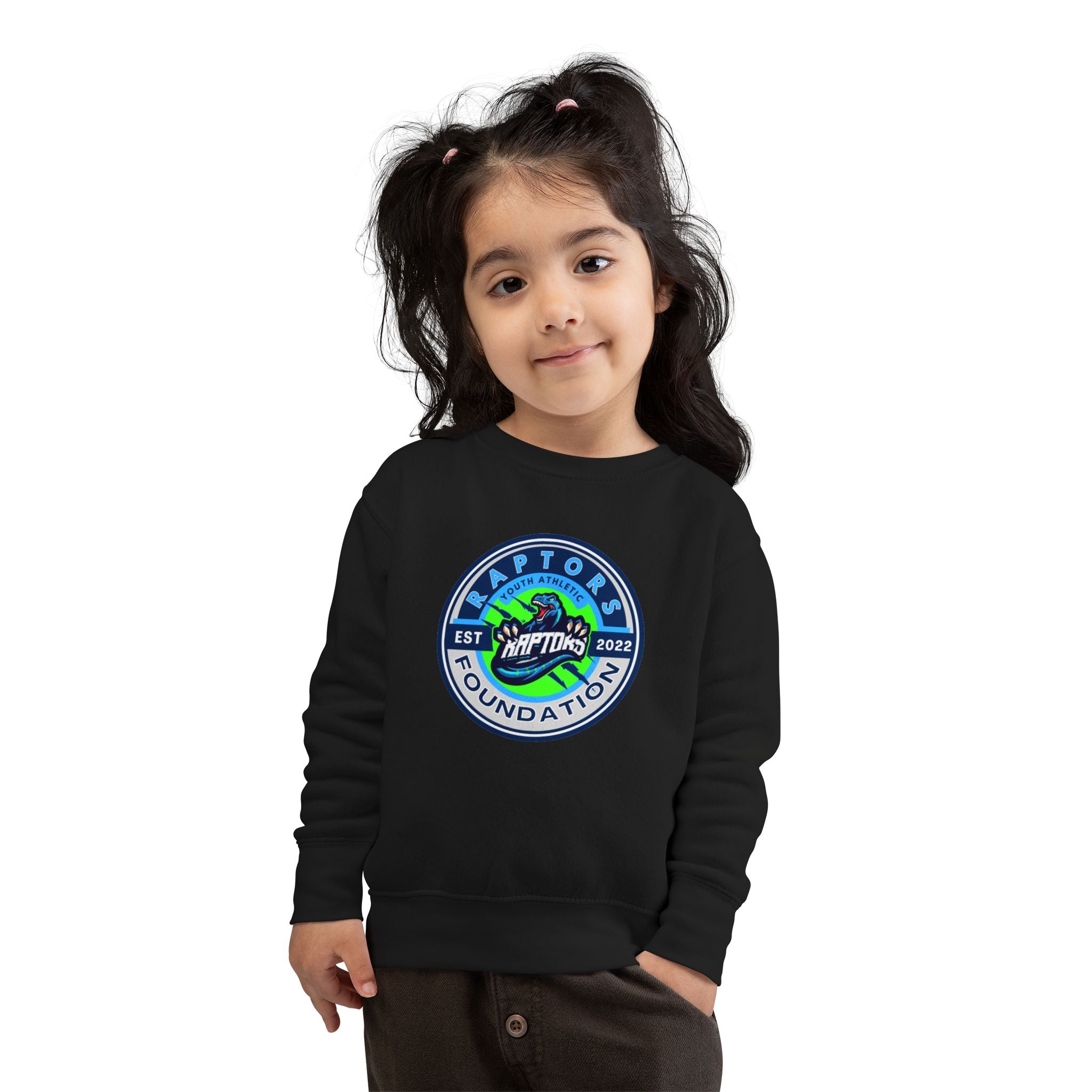 Raptors Foundation Toddler Sweatshirt — Kids' Crewneck with Green Dino Logo