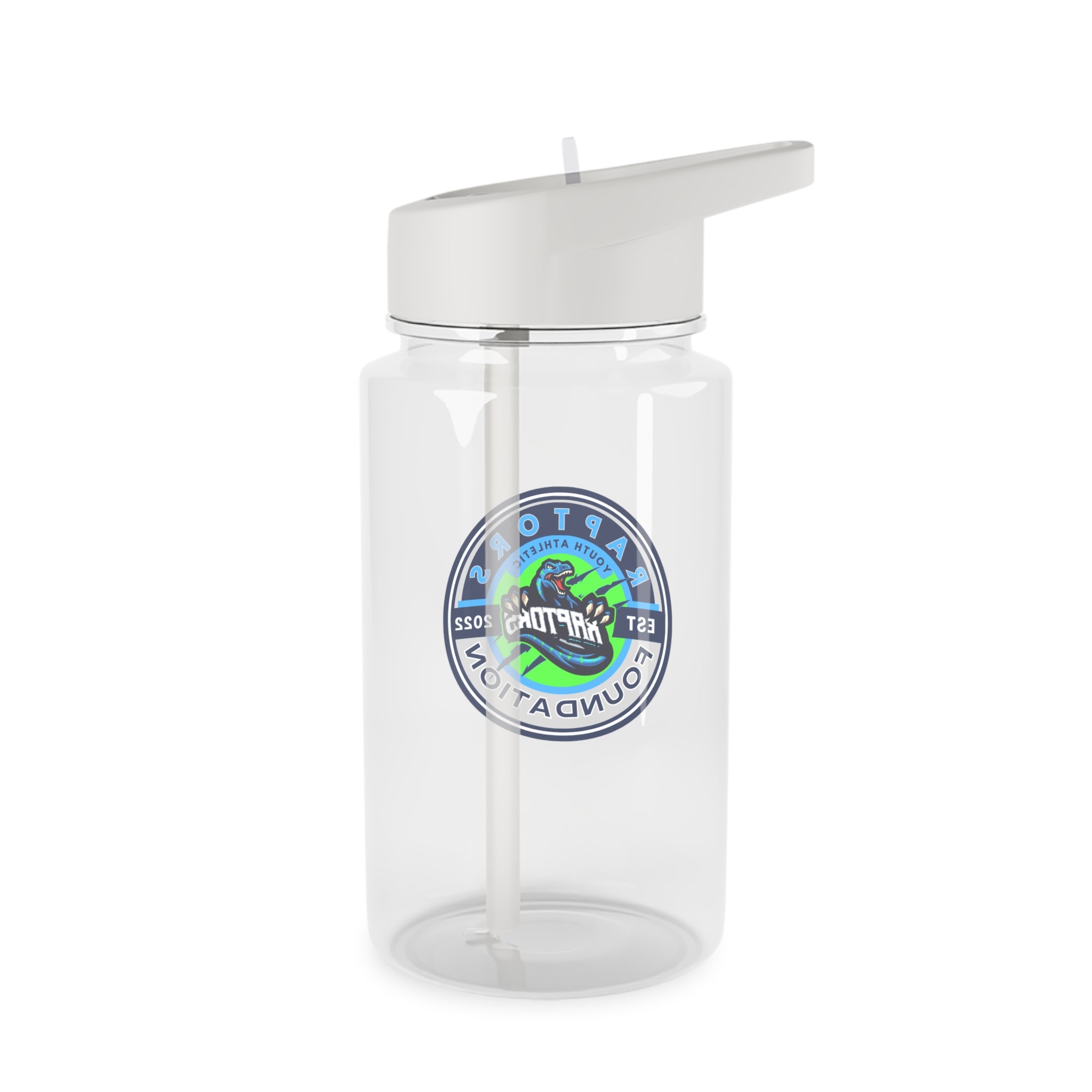 Raptors Foundation Tritan Water Bottle — Clear Sports Bottle with Straw (Est. 2022)