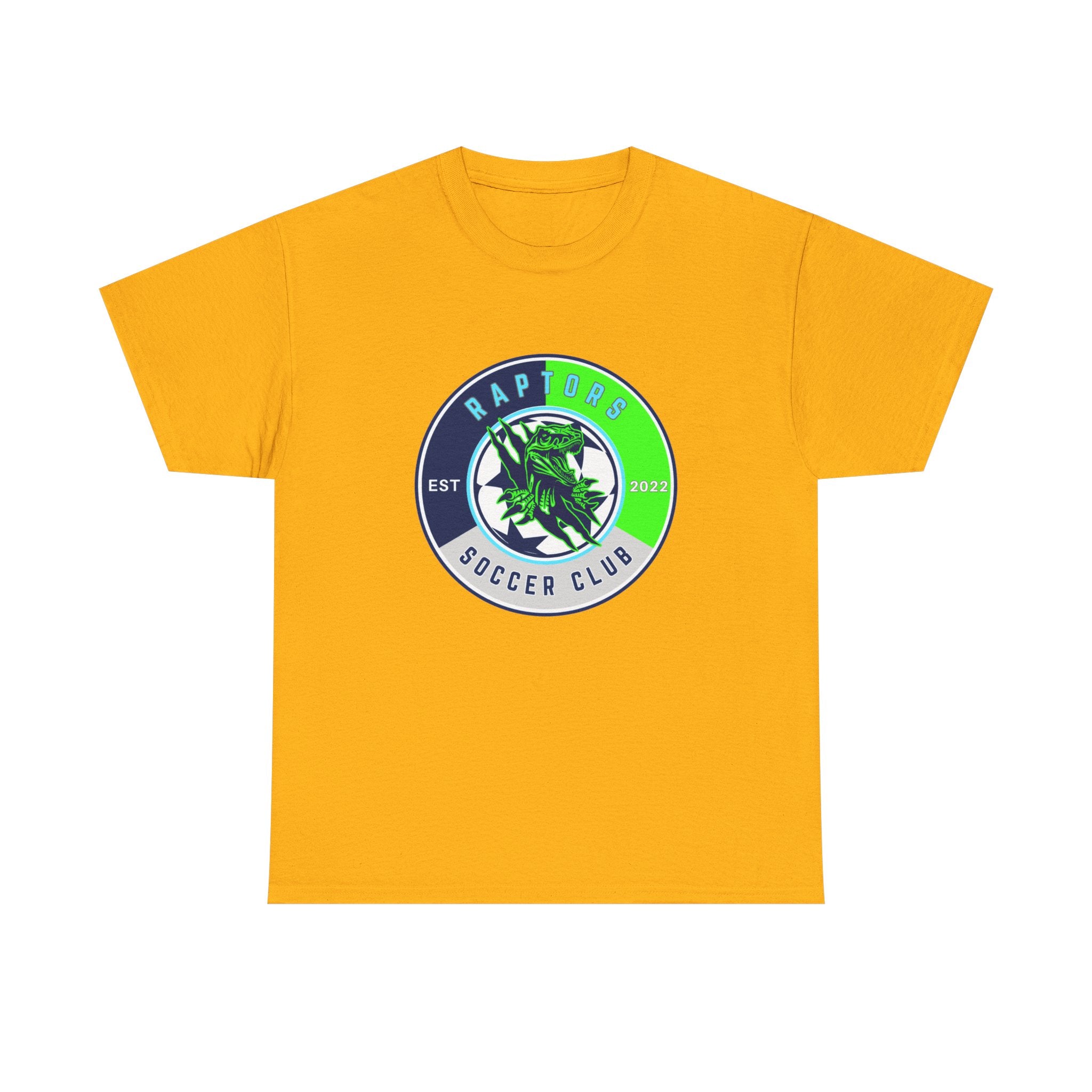 Raptors Soccer Club Logo Tee — Est. 2027 Neon Green & Blue