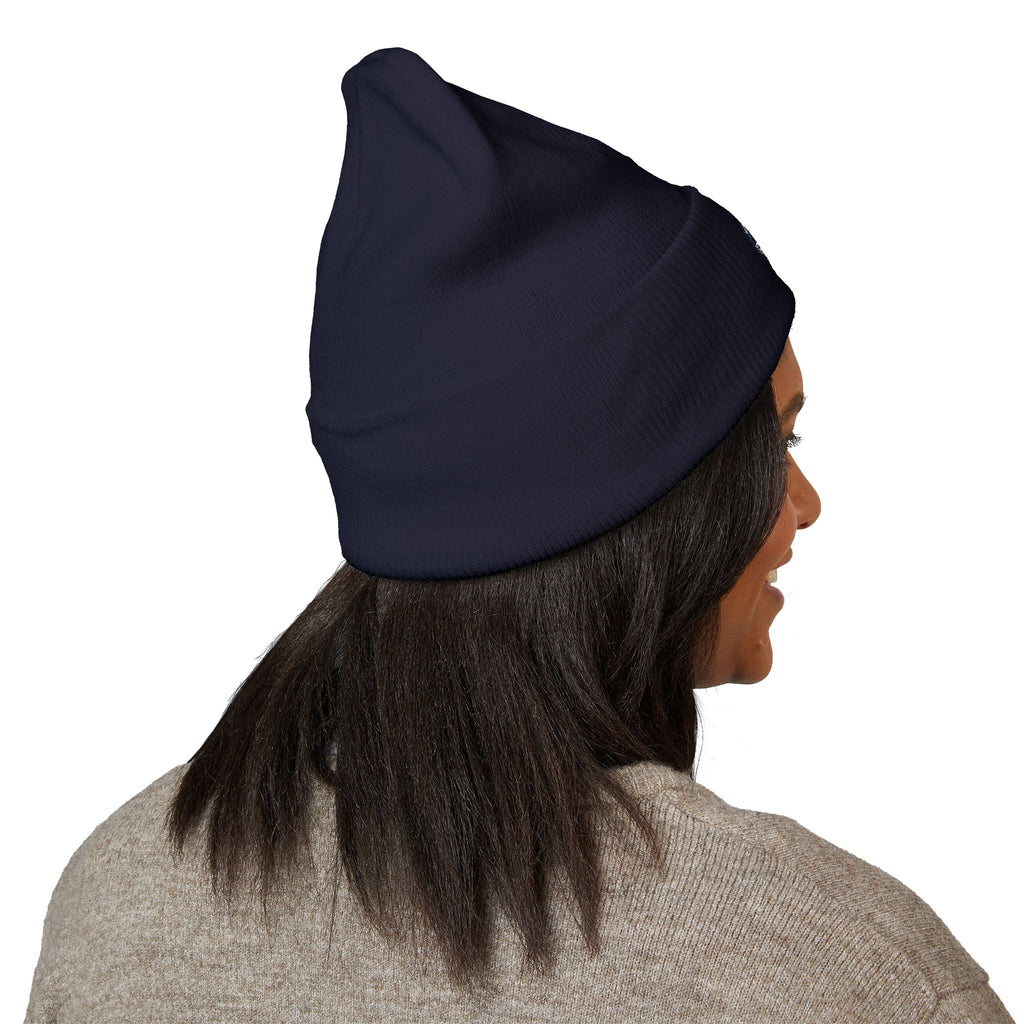 Embroidered Earth Cuffed Beanie — Eco Globe Patch Winter Hat