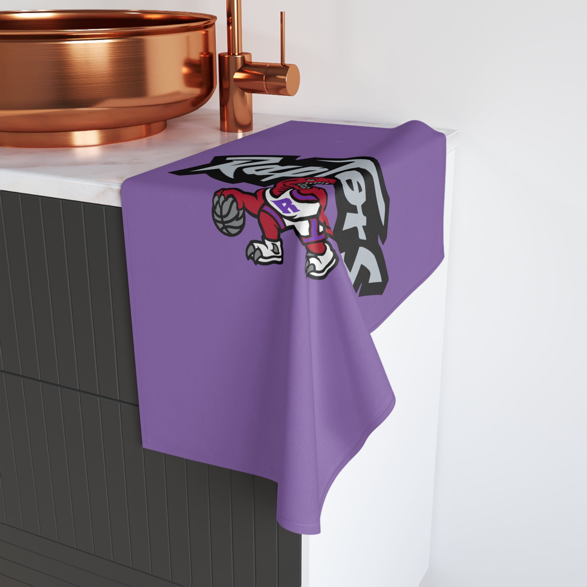 Raptors Logo Hand Towel – Purple Basketball Team Fan Gift