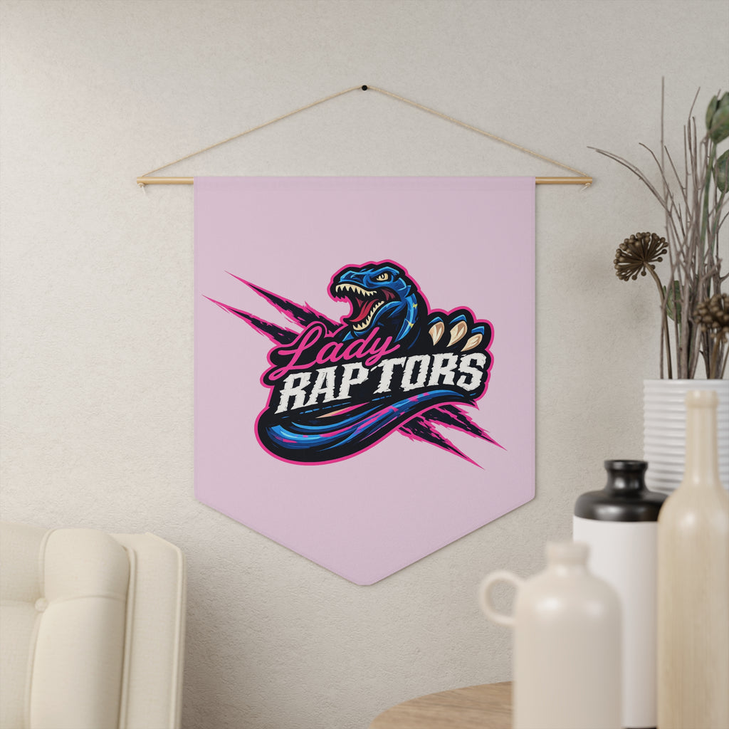 Lady Raptors Pink Team Pennant Banner — Dino Sports Wall Decor
