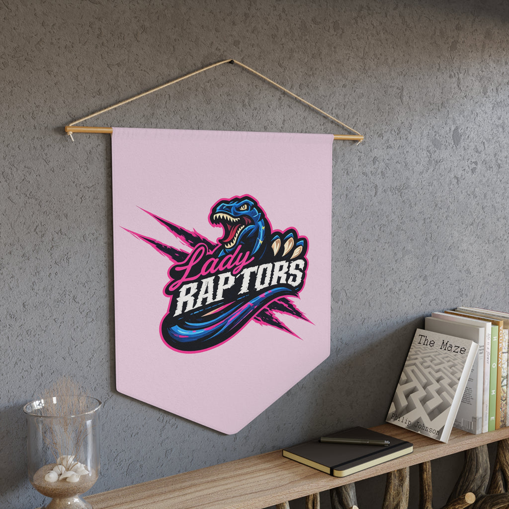 Lady Raptors Pink Team Pennant Banner — Dino Sports Wall Decor