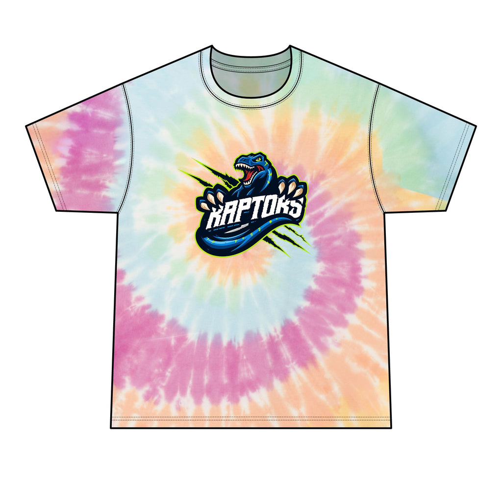 Raptors Tie-Dye T‑Shirt — Mens Black Spiral Logo Tee