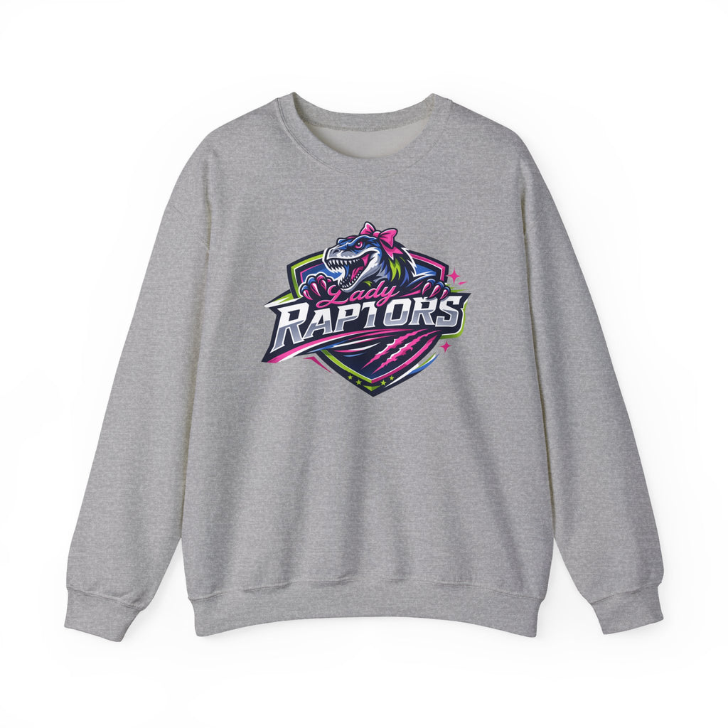 Lady Raptors Crewneck Sweatshirt — Neon Dinosaur Sports Logo