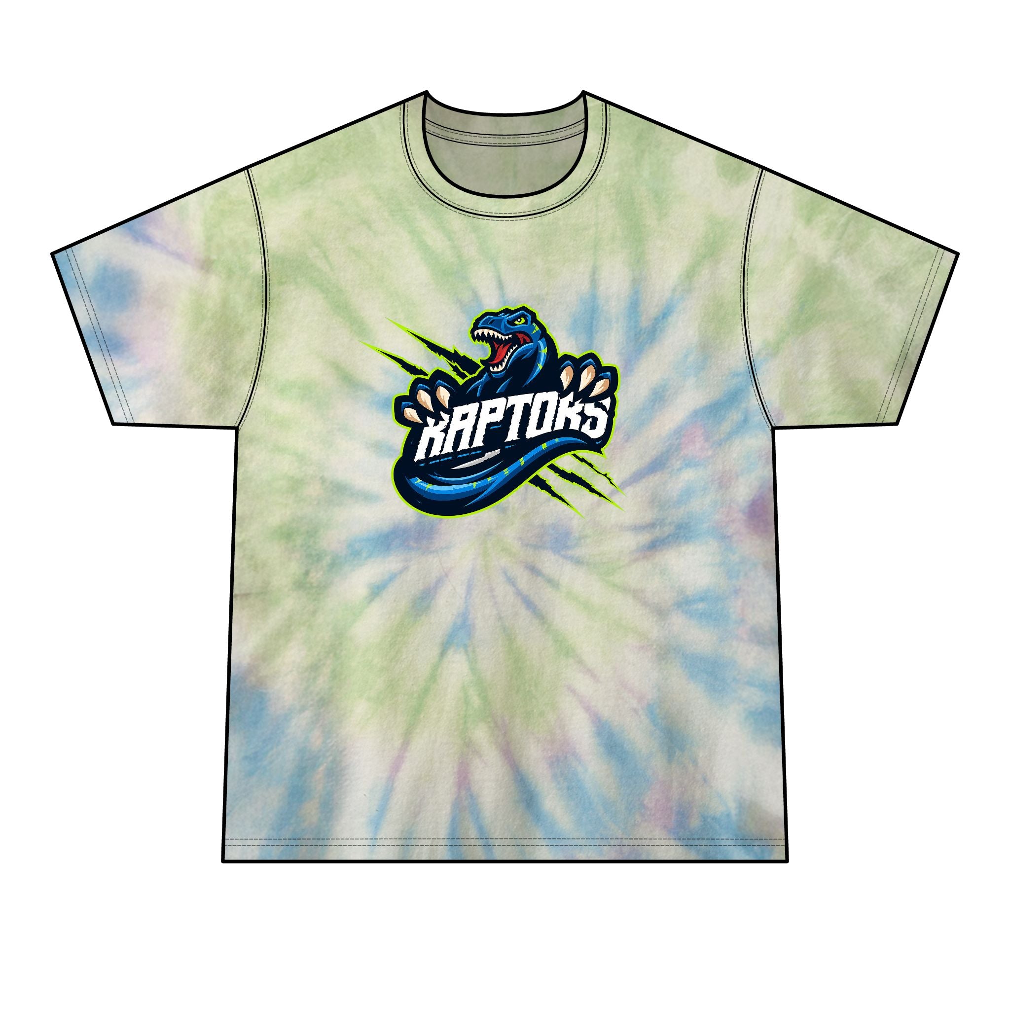 Raptors Tie-Dye T‑Shirt — Mens Black Spiral Logo Tee