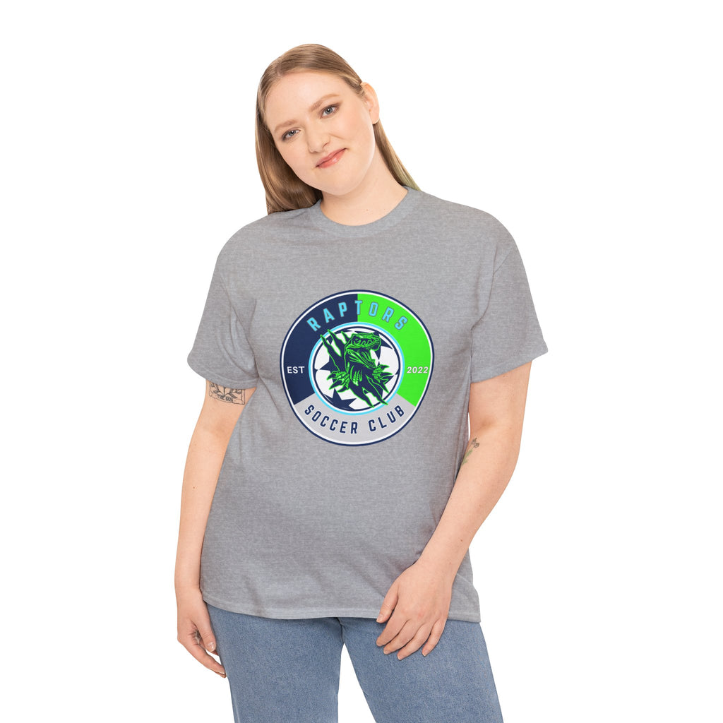 Raptors Soccer Club Logo Tee — Est. 2027 Neon Green & Blue