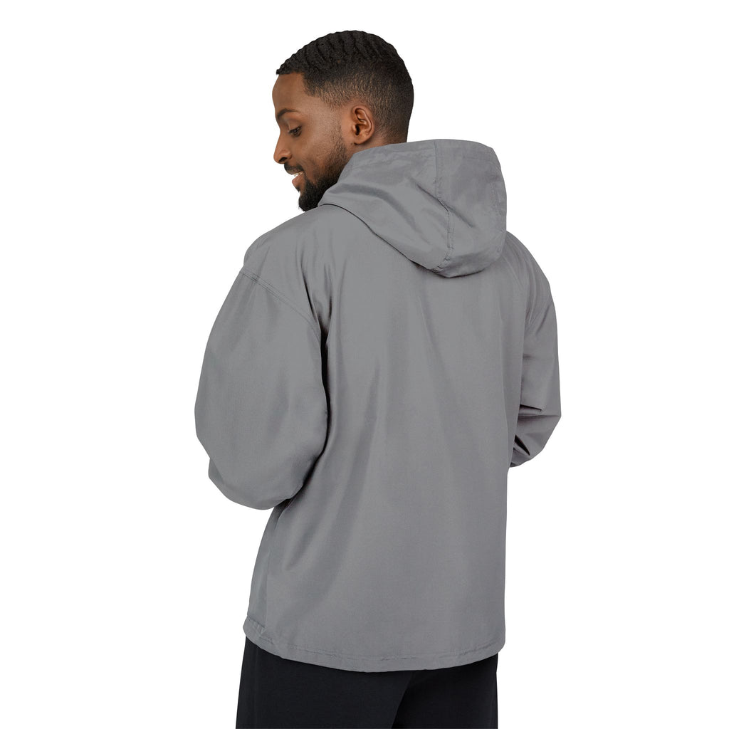 Light Blue Packable Anorak Jacket with Floral Globe Patch — Champion Windbreaker