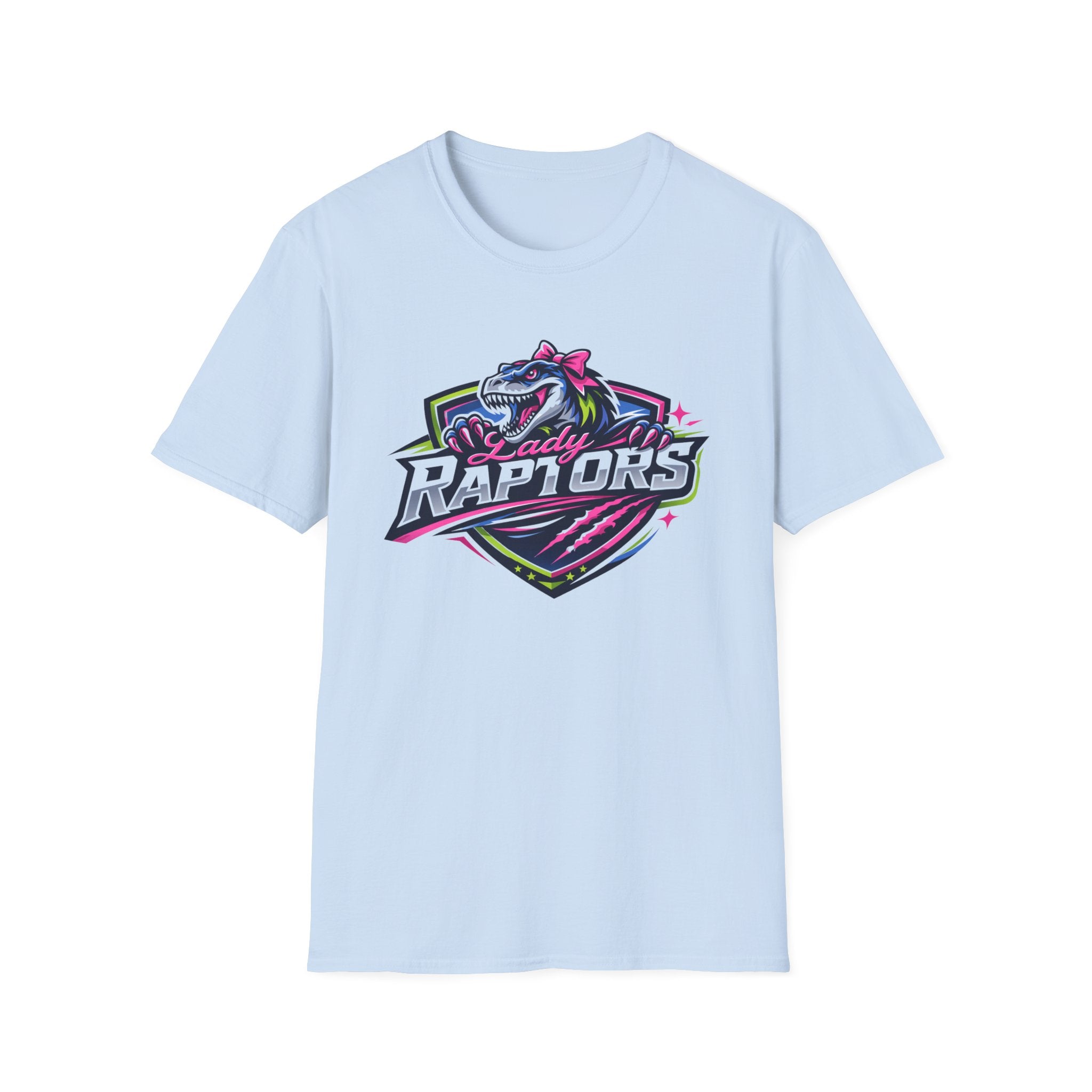 LADY Raptors Mascot T‑Shirt — Bold Neon Sports Logo Tee