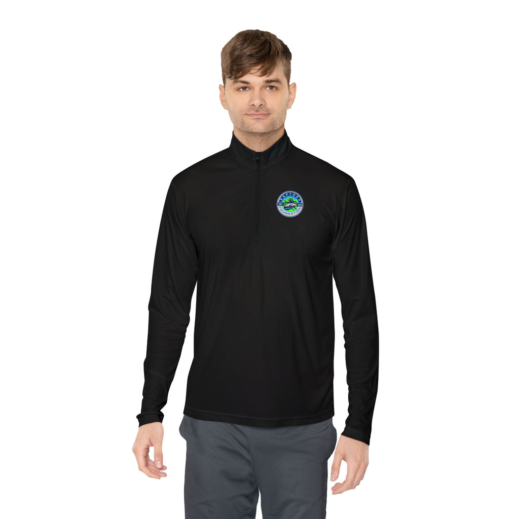 Quarter-Zip Pullover with Coastal Wave Emblem - Lightweight Outdoor Pullover