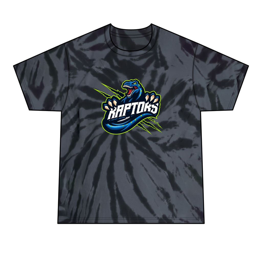 Raptors Tie-Dye T‑Shirt — Mens Black Spiral Logo Tee