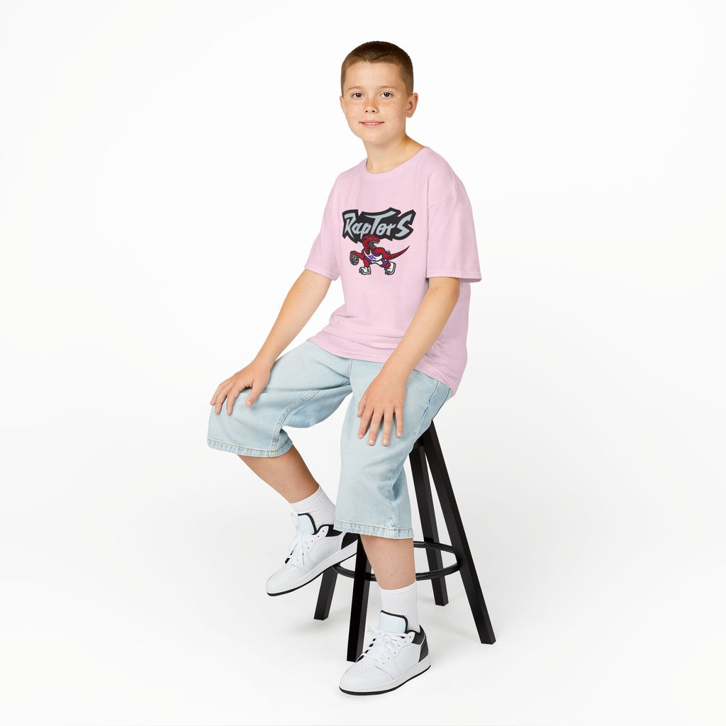 Kids Raptors Basketball T‑Shirt — Youth Dino Mascot Sport Tee