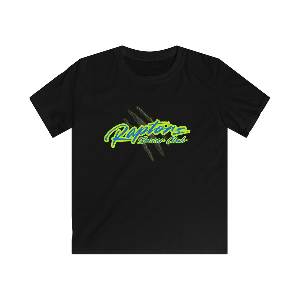 Raptors Reserve Club Kids Tee — Neon Script with Claw Mark Graphic