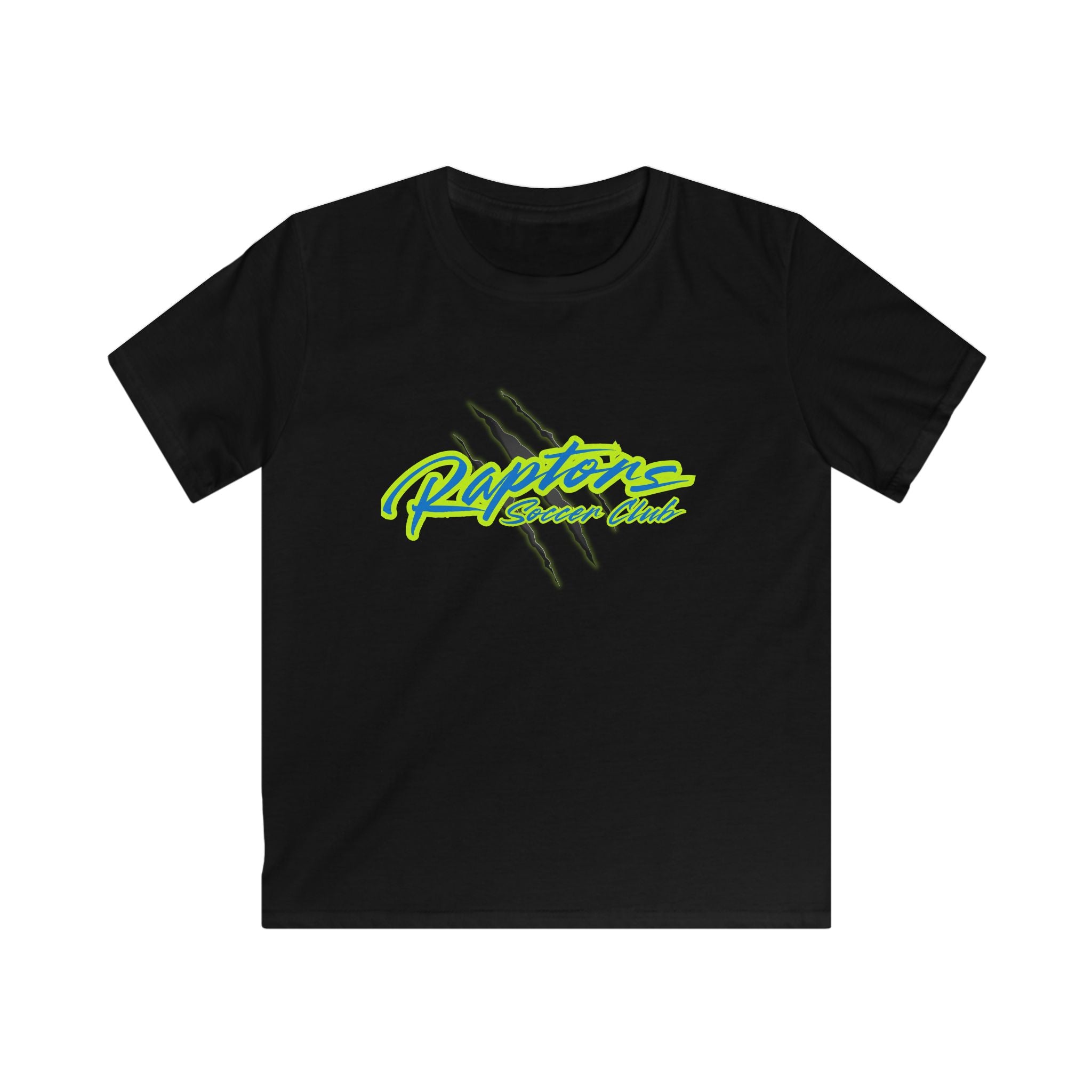 Raptors Reserve Club Kids Tee — Neon Script with Claw Mark Graphic