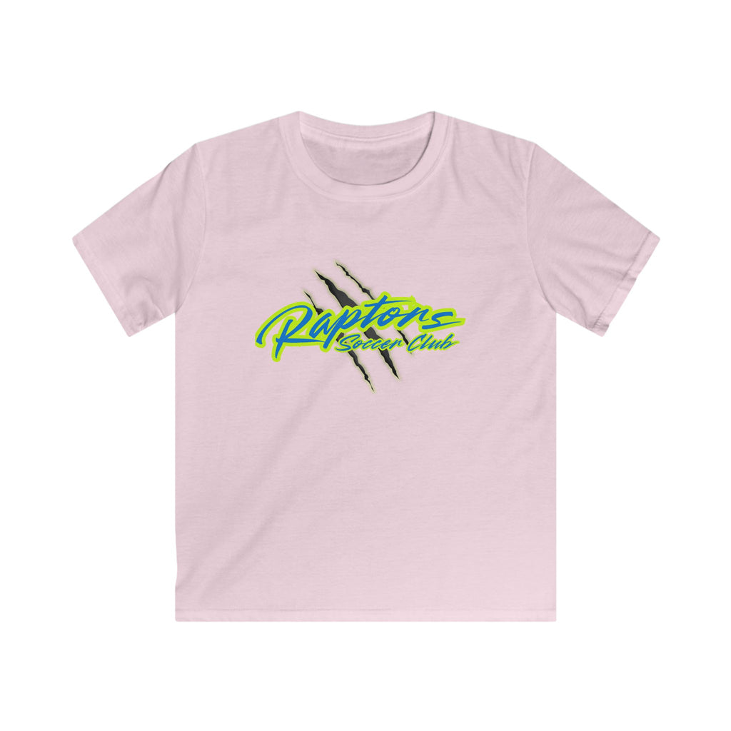 Raptors Reserve Club Kids Tee — Neon Script with Claw Mark Graphic